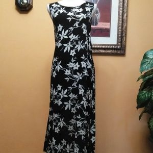 Paradise Bay Black Floral Design Full Length Dress